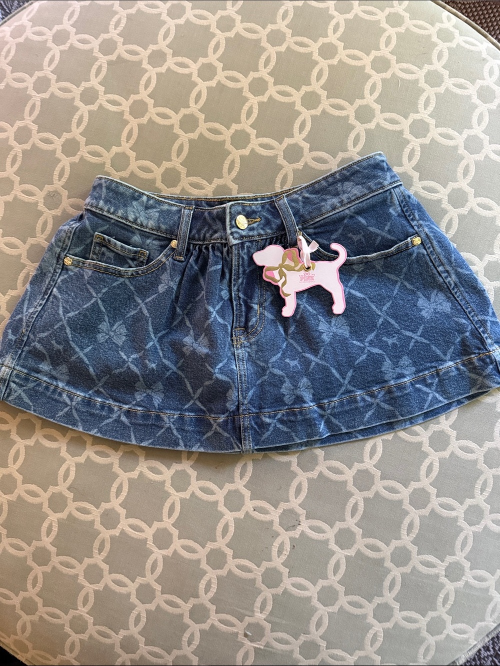 Pink for Love Shack Fancy Jean Skirt Mini NWT